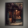Vintage Bookstore Print, Old Library Painting, Bookshop Wall Art, Librarian Reading Room Decor