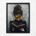 Vintage Lady Reader Wall Art Print Woman Reading Book Gold Moths Moody Literary Decor