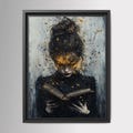 Vintage Lady Reader Wall Art Print Woman Reading Book Gold Moths Moody Literary Decor