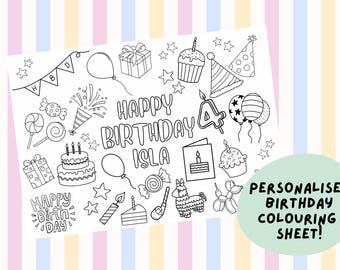 Personalised Birthday Colouring Sheet