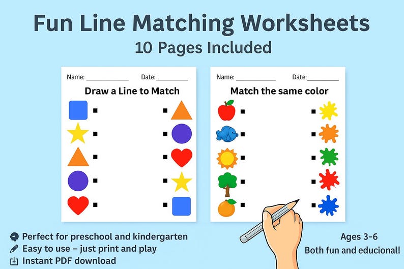 Line Matching Worksheets– 10 Printable Busy Book Activity for ...