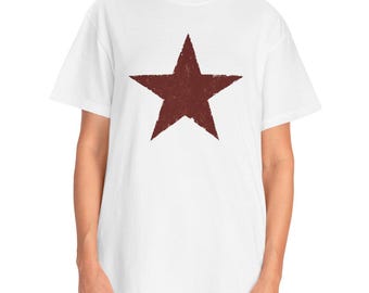 Vintage Red Star Graphic Tee, Unisex Soft Cotton Garment, Dyed Shirt