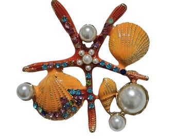 Seestern Brosche, Nautical Ocean Pin mit Perlen & Strasssteine, DIY Schmuck Handwerk Versorgung