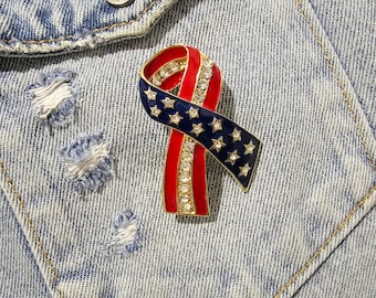 Lintbroche Amerikaanse vlag, Amerikaanse kristallen patriottische speld, 4 juli Memorial Veterans Day Craft