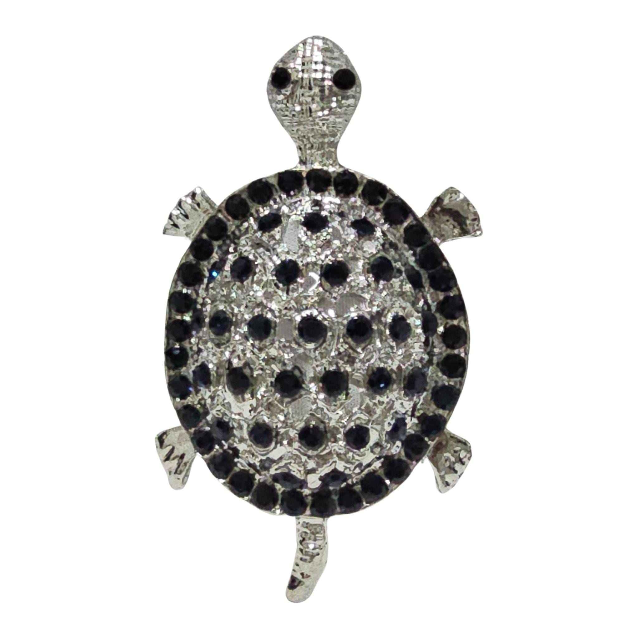 Broche Pin Tortue Noire Et Argentée - Belle Condition - Occasion