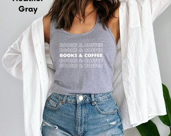 Books & Coffee Racerback Tank | Cool Mom Casual Wear