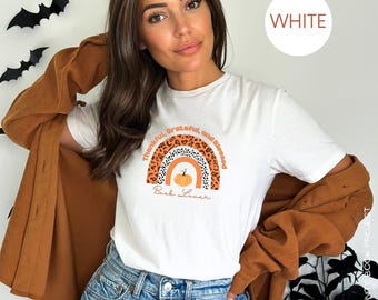 Fall Book Lover T-Shirt: Thankful Rainbow Pumpkin Tee
