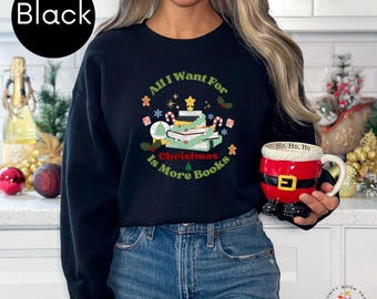 Vintage Christmas Books Sweatshirt, Holiday Reading Crewneck