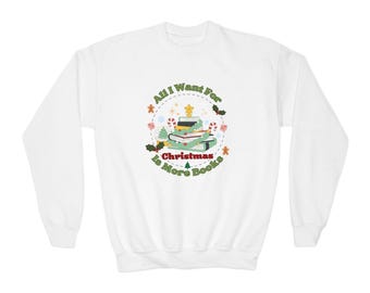 Vintage Christmas Books Sweatshirt, Holiday Reading Jumper, Cozy Kids