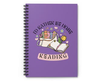 Book Lover Spiral Notebook | Purple Lined Journal, 6x8