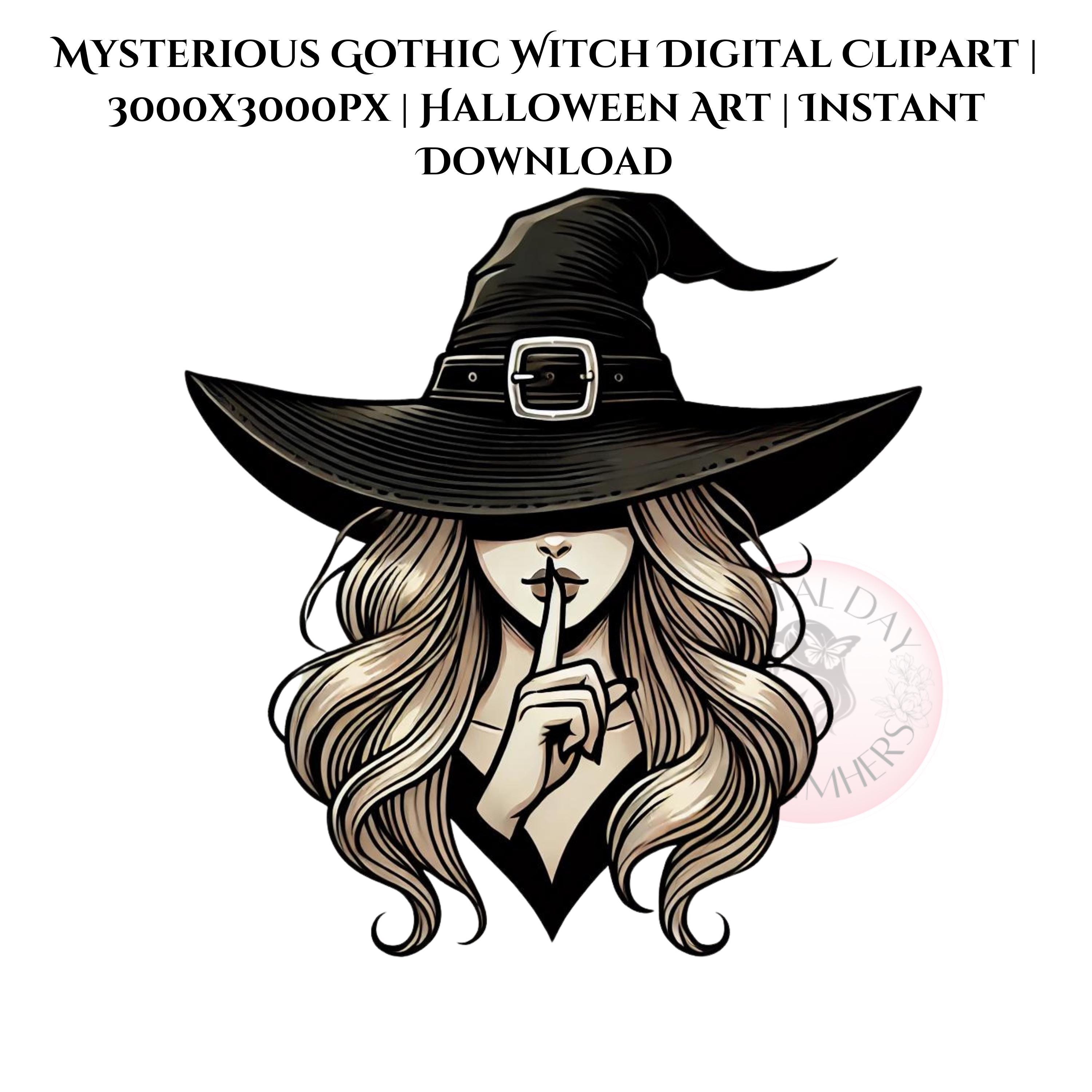 Mysterious Gothic Witch Digital Clipart | 300 Dpi | Halloween Art ...