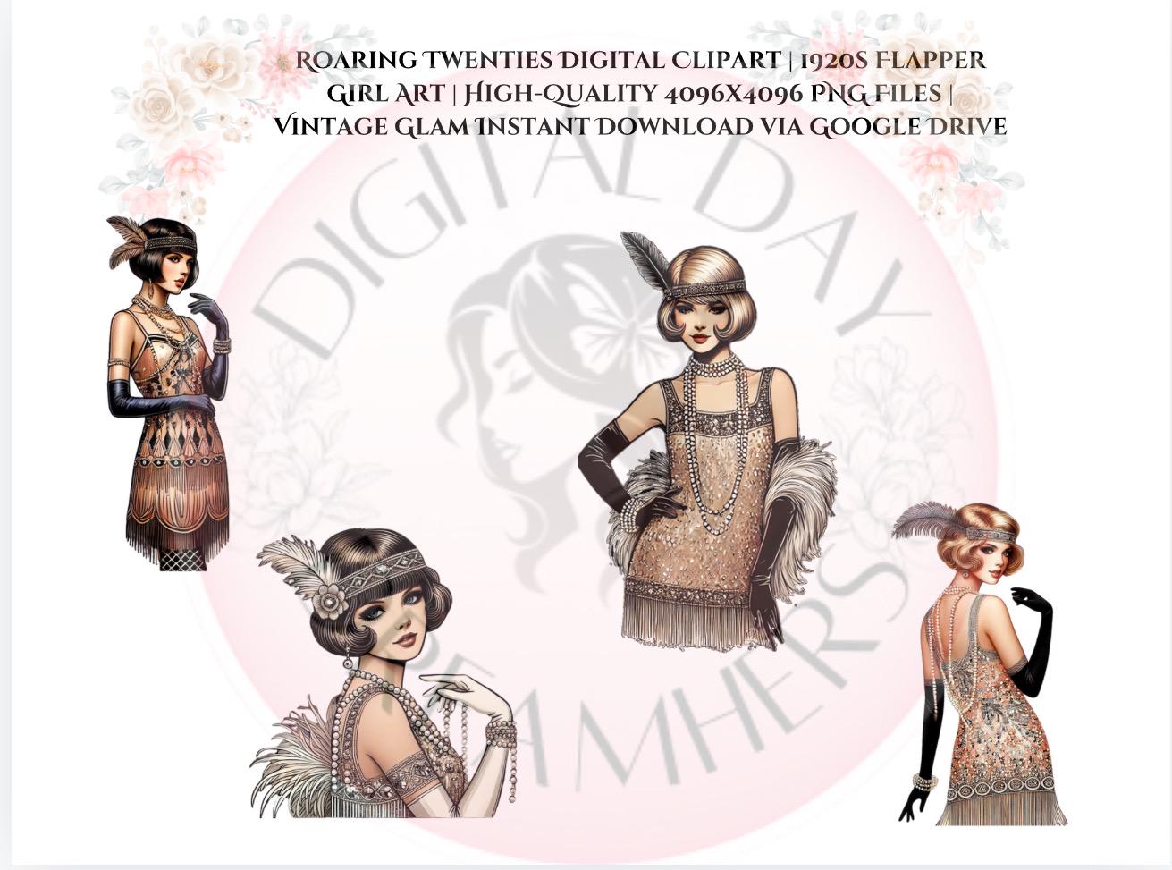 Roaring Twenties Digital Clipart | 1920s Flapper Girl Art | High ...