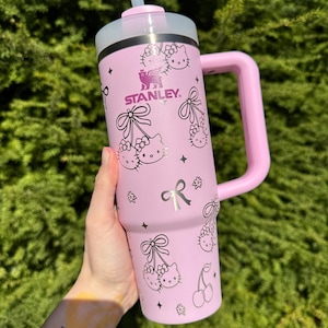 Engraved Cherry Blossom Stanley - Kawaii Kitty