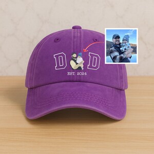 Personalized Dad Portrait Hat, Custom Embroidered Dad Hat With Picture, Dad Est 2025 Hat, Gift For New Dad, Fathers Day Hat, Gifts For Dad