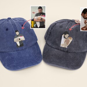 Custom Photo Hat, Portrait From Photo Hat, Embroidered Dad Hat Using Photo, Custom Picture Hat, Family Portrait Hat,Fathers Day Gift For Dad