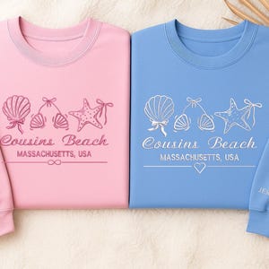 Embroidered Cousins Beach Sweatshirt, I Turned Pretty Crewneck Sweatshirt, Team Conrad or Jeremiah Sweater, Cute Summer Beach Vibes Sweater