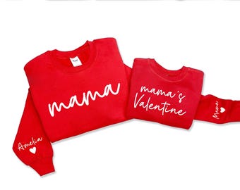 Personalized Mama and Mama's Valentine Sweatshirt, Matching Mom and Baby Valentine Sweater, Baby Valentines Day Sweatshirt, Valentine's Day