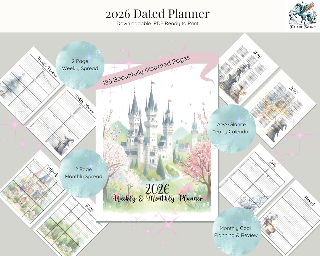 Castle Development Planner 2026 Printable Castle Planner PDF • Weekly & Monthly Dated Planner 2026 ...