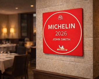 Custom 2-Sided Michelin Bib Gourmand Wall Plaque, Gift For Chef, Cook, Restaurant or MOM!  2 Sizes!
