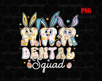 Bunny Ears Cute Tooth Dental Squad Dentist Easter Day Png, Easter Tooth ...