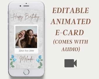 Editable Birthday Animated eCard | Birthday Electronic Card | Mobile Birthday Digital Card | Animated Video Card | Birthday eCard