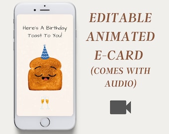animée d'anniversaire modifiable | électronique d'anniversaire | carte d'anniversaire mobile | Carte graphique animée | Carte d'anniversaire | Toast d'anniversaire