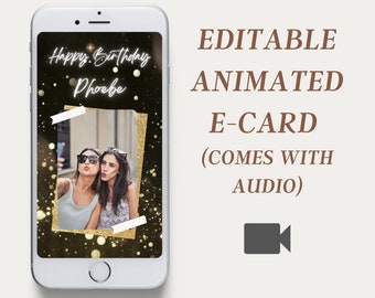 Editable Birthday Animated eCard | Birthday Electronic Card | Mobile Birthday Digital Card | Animated Video Card | Birthday eCard