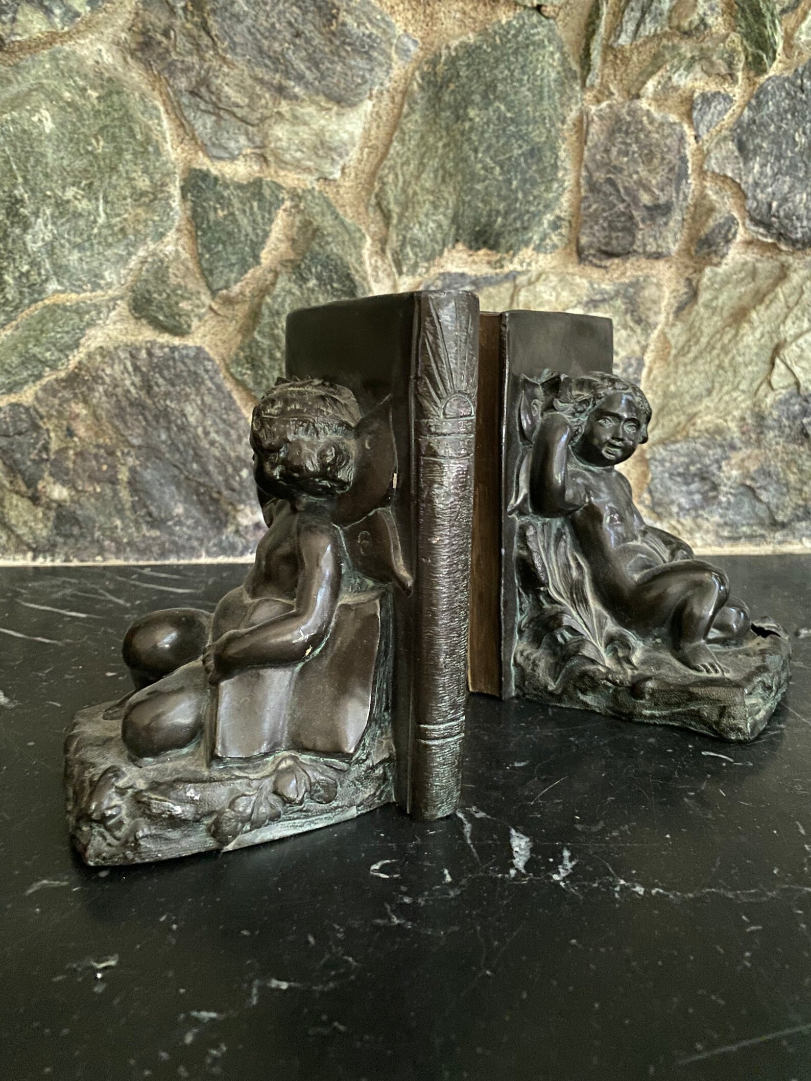 Art Nouveau Metal Bookends. Fairies Butterflies Frogs. 1920s. Etsy