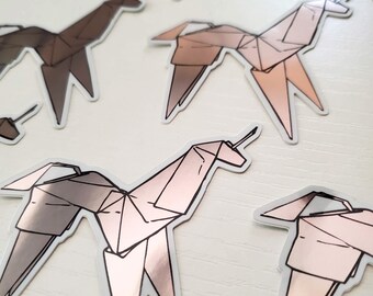 Origami Unicorn Sticker - Blade Runner Inspired - 3" Die-Cut Silver Mirror Finish