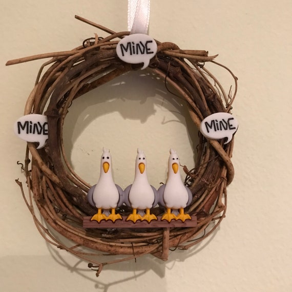 Disney Finding Nemo MINE MINE MINE Seagulls 3 Grapevine Wreath Wall Hanging Ornament