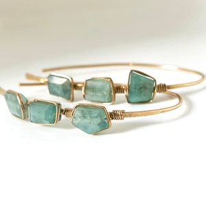 Green Grandidierite Earrings, 14k Gold Filled Open Hoops, Unique Hoop Earrings image 4