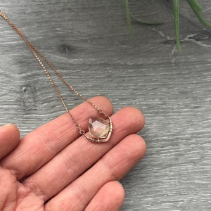 Dainty Imperial Topaz Necklace, Rose Gold & Gemstone Necklace, Fall Leaf Jewelry, November Birthstone Crystal Necklace image 5