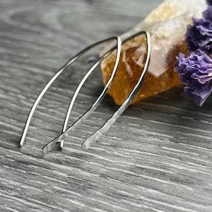 Sterling Silver Hammered Threader Earrings: Minimalist Dangle Jewelry