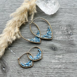Blue Opal Hoop Earrings, 14k Gold Filled Wire Wrapped Earrings, Powder Blue Gemstone Hoops, Unique Hoops image 7