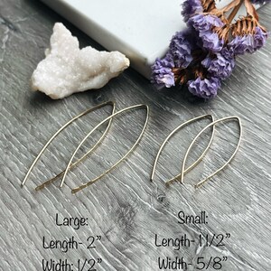 Gold Hammered Minimalist Earrings, Light-Weight Everyday Hoops, Pull Through Threader Earrings for Sensitive Ears Nickel-Free, Gift for Her image 5