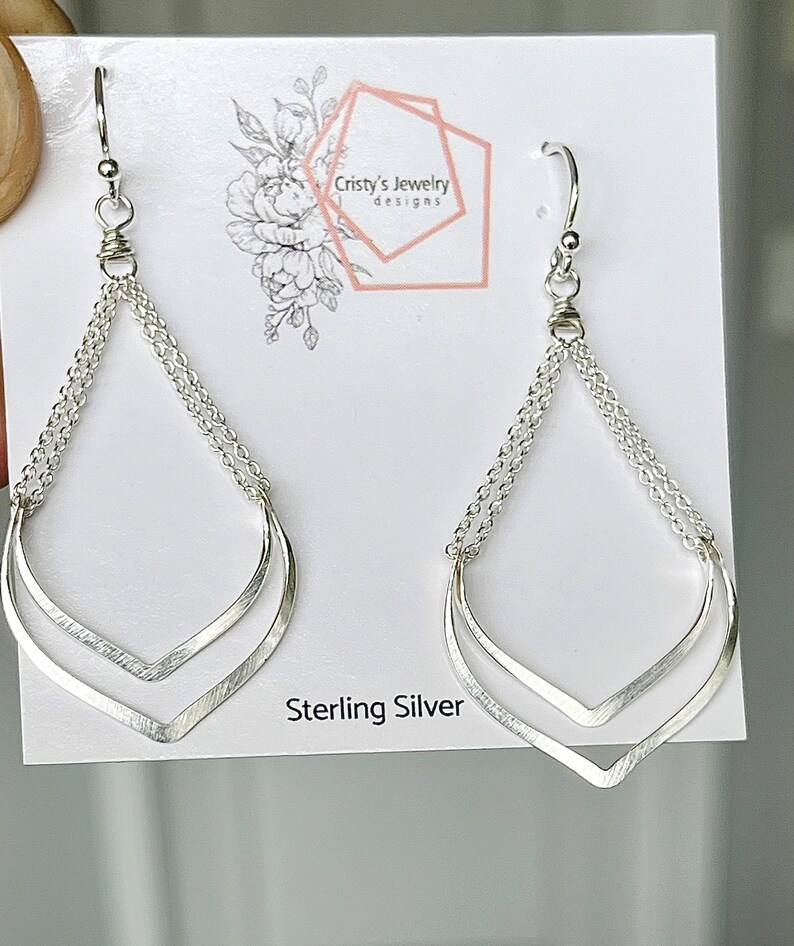 Silver Double Lotus Earrings Handmade with Nickel-Free Sterling Silver for Sensitive Ears as Gift to Wife, Friend, or Mother image 3