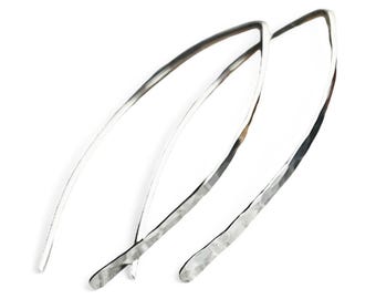 Sterling Silver Hammered Threader Earrings: Minimalist Dangle Jewelry