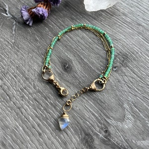 Gold & Chrysoprase Bracelet, Multi Strand Gemstone Bracelet, Perfect Gift For Women, Daughter or Wife. image 6
