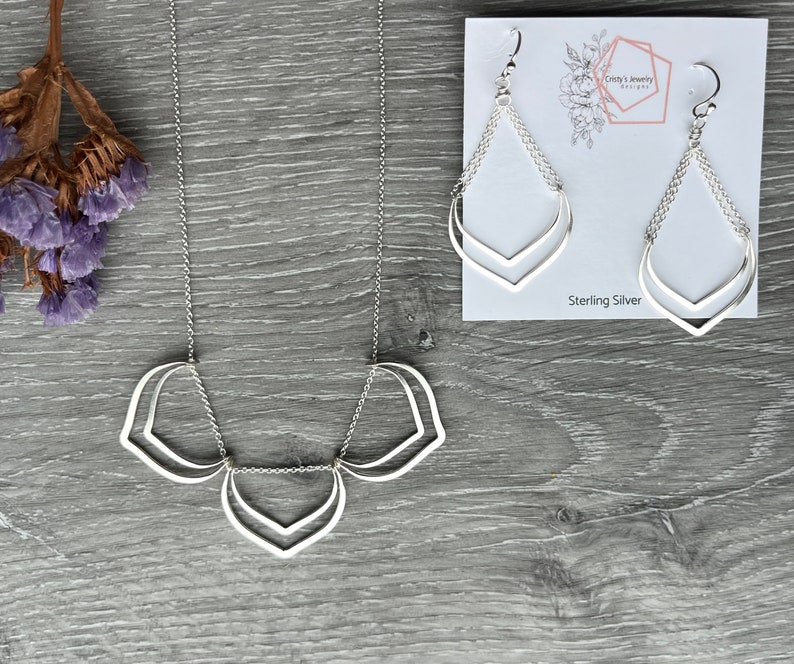 Silver Double Lotus Earrings Handmade with Nickel-Free Sterling Silver for Sensitive Ears as Gift to Wife, Friend, or Mother image 7