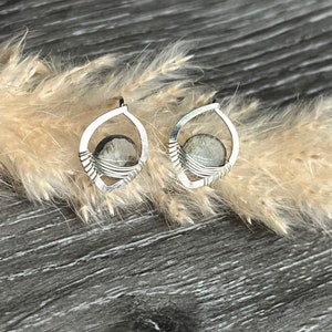 Moss Aquamarine Hoops, Gemstone Huggie Earrings, Silver Huggie Hoops, Dainty Gemstone Earrings, 14K Gold Fill Earrings image 5