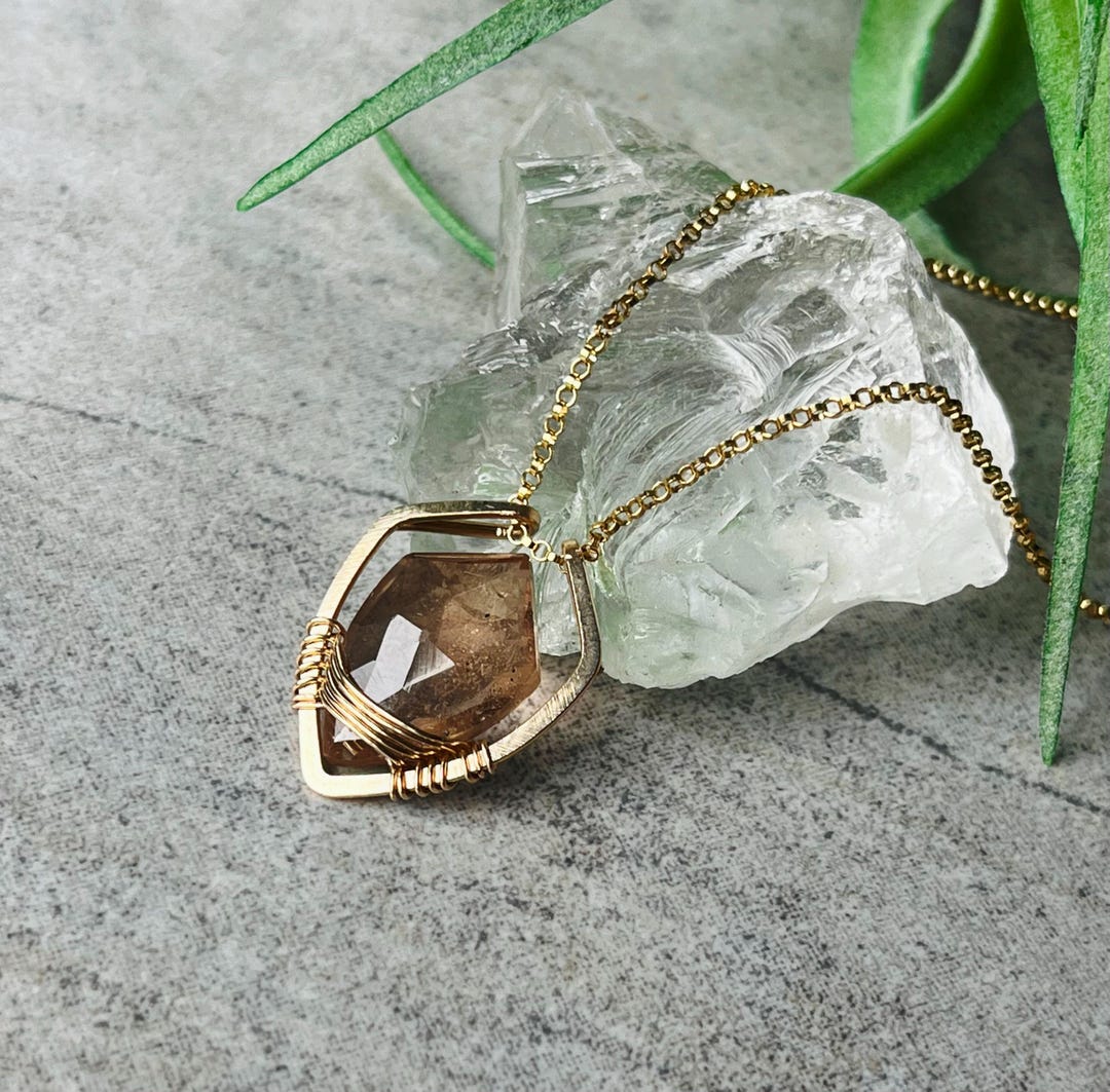 Gem Treasures 1.14ctw Octagonal Imperial Topaz & White Zircon Pendant w/ Chain