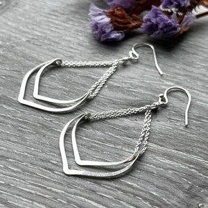 Silver Double Lotus Earrings Handmade with Nickel-Free Sterling Silver for Sensitive Ears as Gift to Wife, Friend, or Mother image 6