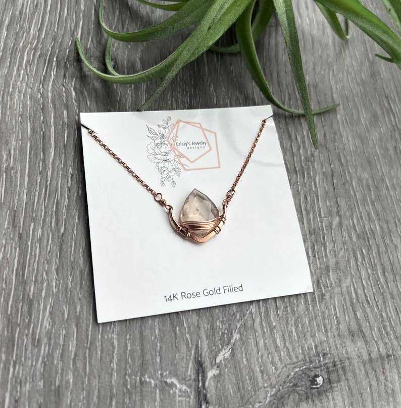 Dainty Imperial Topaz Necklace, Rose Gold & Gemstone Necklace, Fall Leaf Jewelry, November Birthstone Crystal Necklace image 6