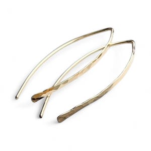Gold Filled Hammered Threader Earrings: Minimalist Lightweight Hoops