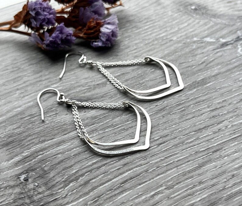 Silver Double Lotus Earrings Handmade with Nickel-Free Sterling Silver for Sensitive Ears as Gift to Wife, Friend, or Mother image 4