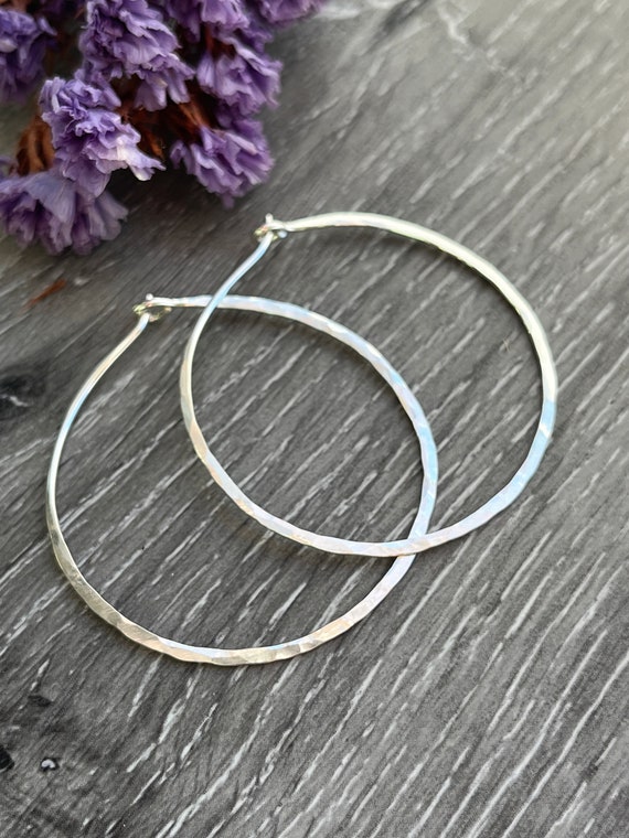 Large Round Minimalist Hoop Earrings Made of Nickel Free Sterling Silver Earrings Available in Small Medium or Large Size Etsy