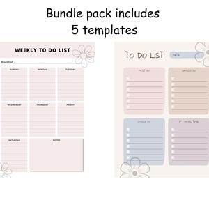 Printable To Do Bundle, meal planner, to do list, Grocery shopping list, Weekly to do list, planners, printable planners