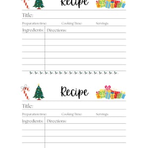 Christmas Recipe Card 6x4 | Printable | Minimalist & Rustic Designs for Kitchen Organization