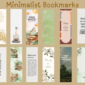 Minimalist Printable bookmarks, 12 digital bookmarks, instant download, minimalist digital bookmarks, printable bookmarks