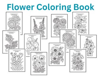 Blumen Malbuch, Malbuch für Erwachsene, Malbuch für Erwachsene, Malbuch für Kinder